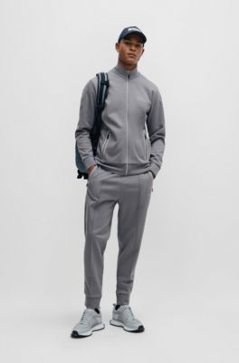 Zip-up sweatshirt with pixellated logo, Grey