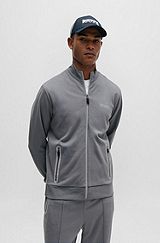 Zip-up sweatshirt with pixellated logo, Grey