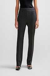 Slim-fit high-rise trousers in stretch jersey, Patterned