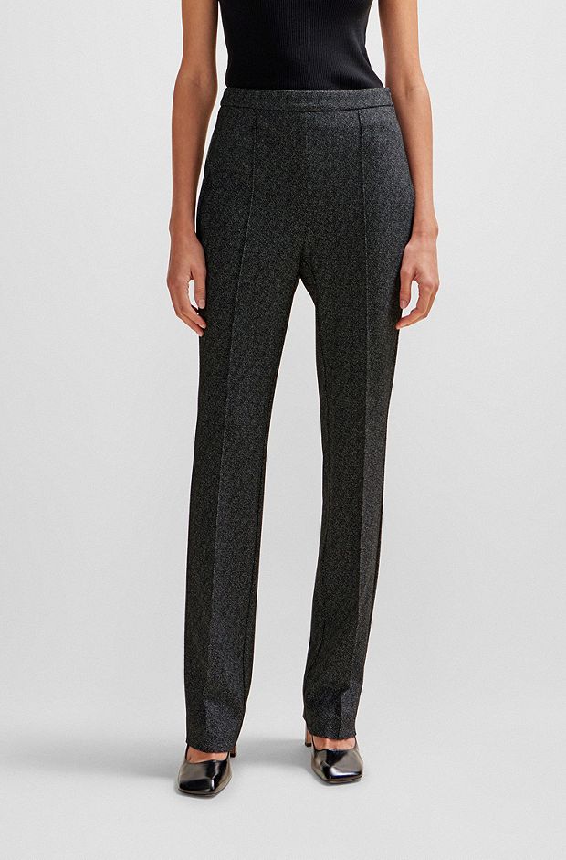 Slim-fit high-rise trousers in stretch jersey, Patterned