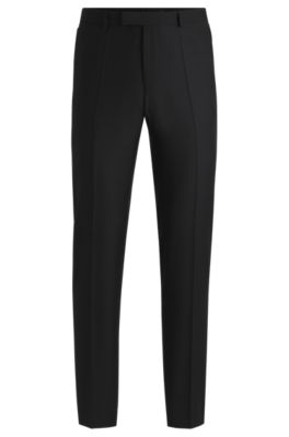 Hugo Boss Slim-fit Trousers In Virgin Wool With Stretch In Black