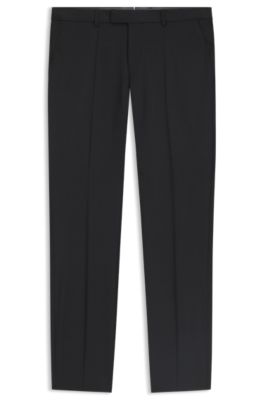 Pantalones slim fit en lana virgen el&aacute;stica, Gris claro