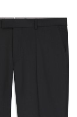 Pantalones slim fit en lana virgen el&aacute;stica, Gris claro