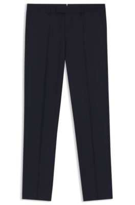 Pantalones slim fit en lana virgen el&aacute;stica, Azul oscuro