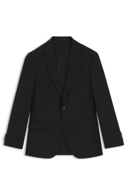 Blazer slim fit en lana virgen con el&aacute;stico, Negro