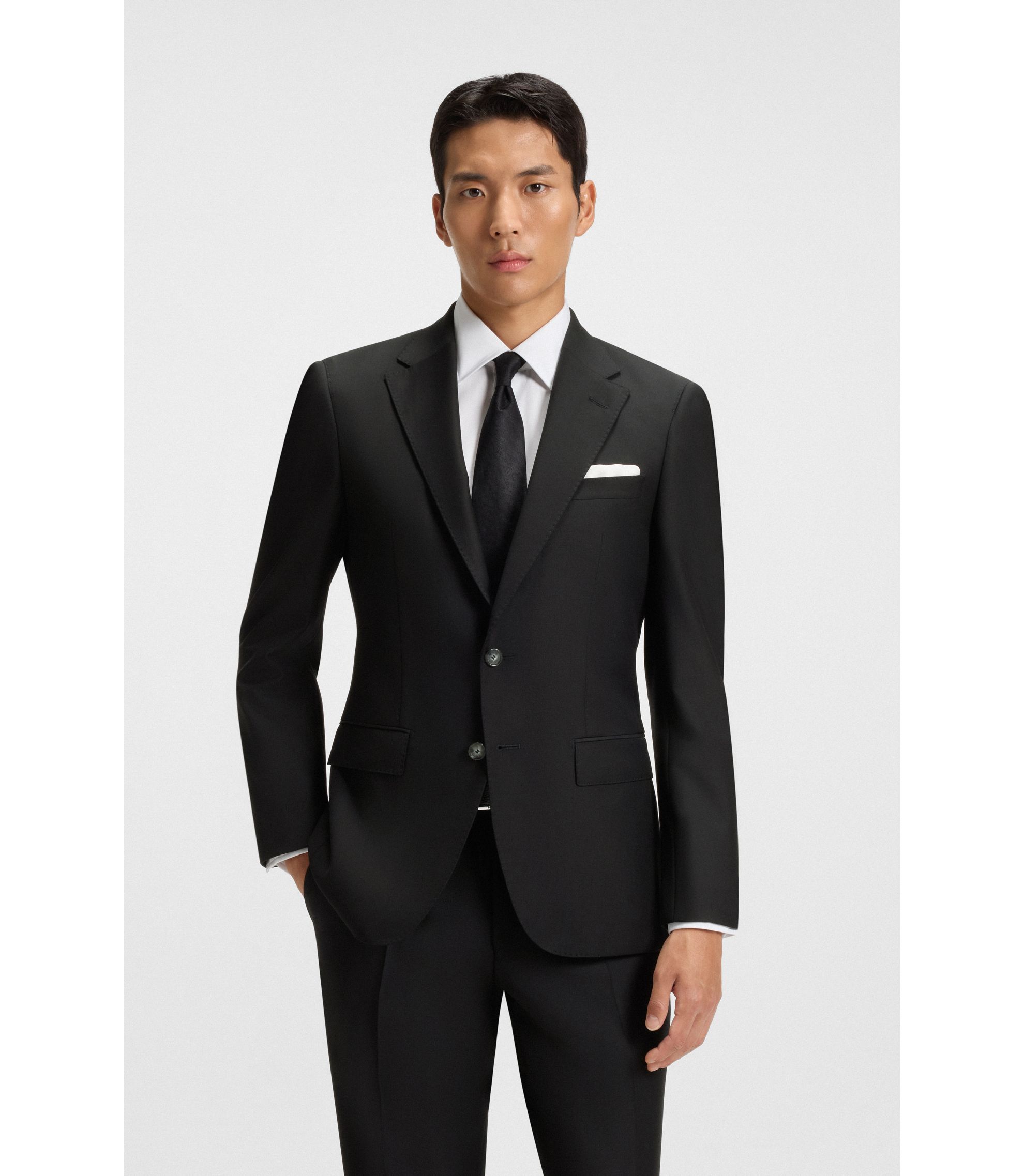 BOSS - Slim-fit jacket in stretch wool - Black