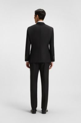 Slim-fit jacket in stretch wool, Black
