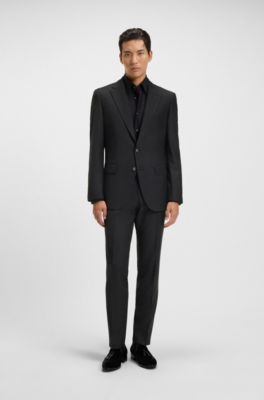 Chaqueta slim fit en lana el&aacute;stica, Gris claro