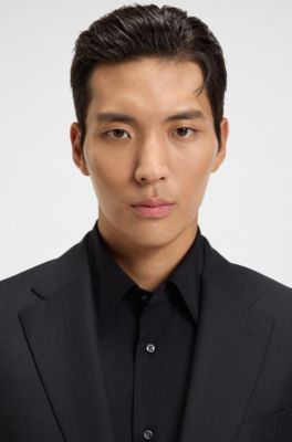 Slim-fit jacket in stretch wool, Light Grey