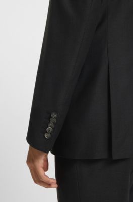 Blazer slim fit en lana virgen con el&aacute;stico, Gris claro