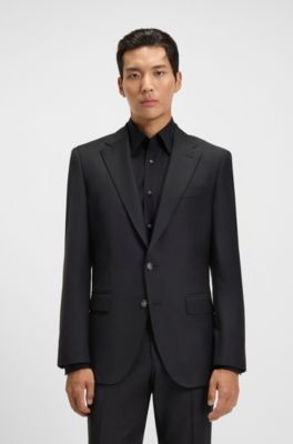 Chaqueta slim fit en lana el&aacute;stica, Gris claro
