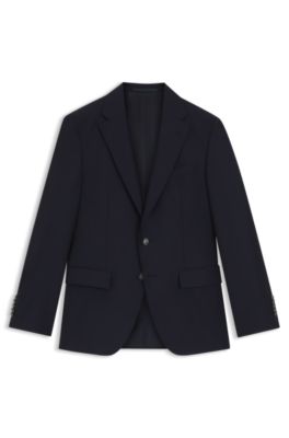 Slim-fit jacket in stretch wool, Dark Blue