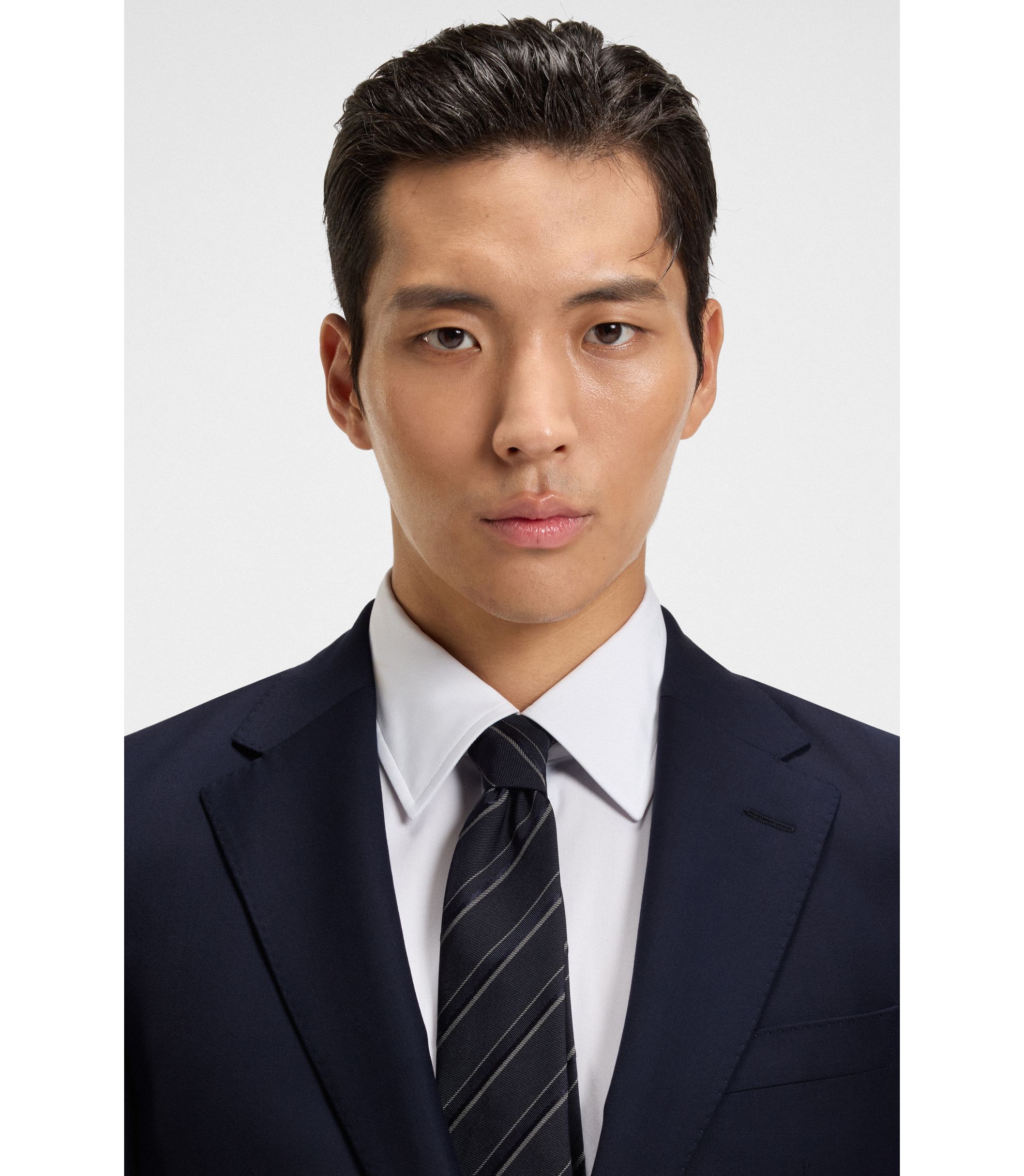 BOSS - Slim-fit jacket in stretch wool - Dark Blue