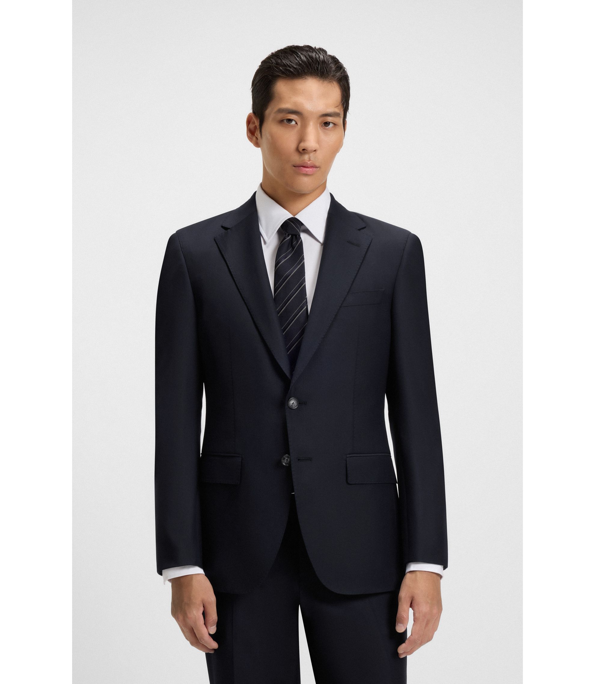 BOSS - Slim-fit jacket in stretch wool - Dark Blue