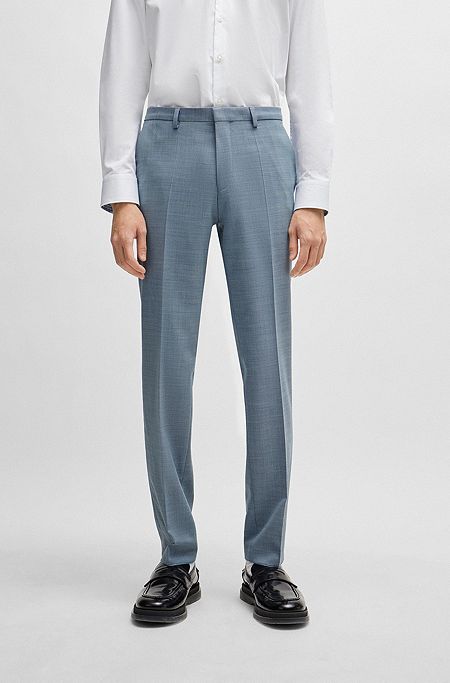 Extra-slim-fit trousers in patterned performance-stretch cloth, Blue