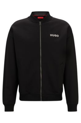 Cotton-Terry Zip-Up Sweatshirt With Crochet Logos- Men's All Clothing Size