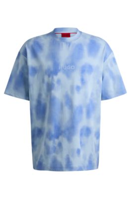 Shop Hugo Cotton-jersey T-shirt With Seasonal Print In Light Blue