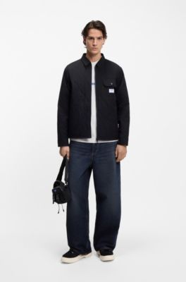 Cotton-jersey T-shirt with blue logo patch, White