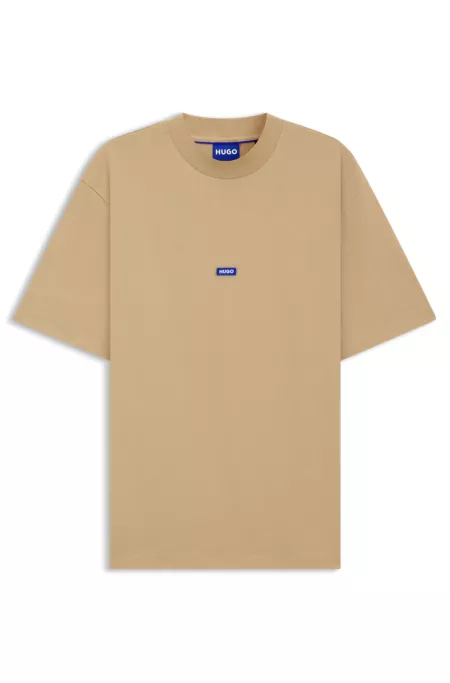 Cotton T-shirt with ribbed neckline and logo badge