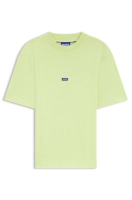 Cotton-jersey T-shirt with blue logo patch, Green