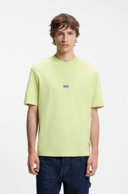 Cotton-jersey T-shirt with blue logo patch, Green