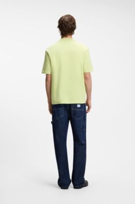Cotton-jersey T-shirt with blue logo patch, Green