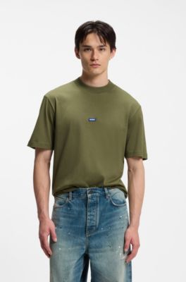 Camiseta de algod&oacute;n con cuello de canal&eacute; e insignia con logo, Cal