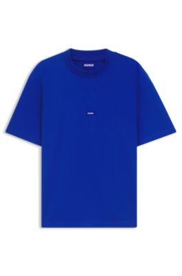 【関送無料】 Hugo Boss HUGO BLUE ノースリーブ ロゴ Tシャツ Hugo Boss Green Label Men's Blue Textured Logo Crew-Neck