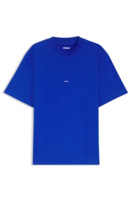 Camiseta de punto de algod&oacute;n con insignia con logo, Celeste