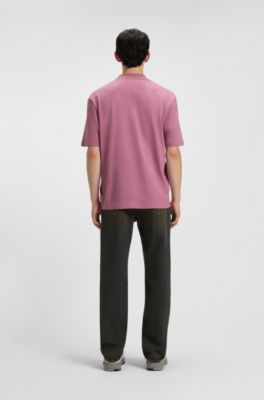 T-shirt en jersey de coton avec &eacute;tiquette logot&eacute;e, Rose fonc&eacute;