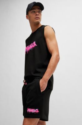 Cotton-terry shorts with new-season logo, Black