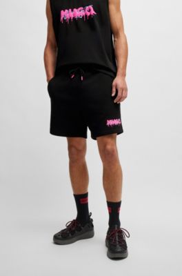 Cotton-terry shorts with new-season logo, Black