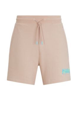 HUGO - Cotton-terry shorts with new-season logo - light pink