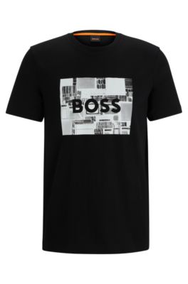 Shop Hugo Boss Cotton-jersey Regular-fit T-shirt With Seasonal Artwork In Black