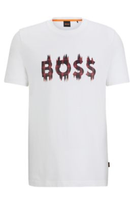 BOSS Cotton jersey regular fit T shirt with seasonal artwork