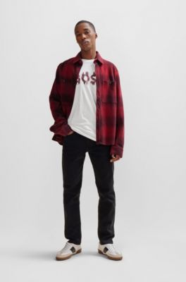 Camiseta regular fit de punto de algod&oacute;n con ilustraci&oacute;n de temporada, Blanco