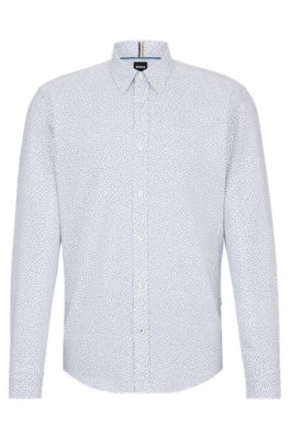 Shop Hugo Boss Regular-fit Shirt In Printed Oxford Cotton In White