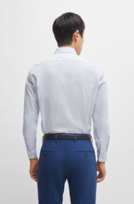 Regular-fit shirt in printed Oxford cotton, White