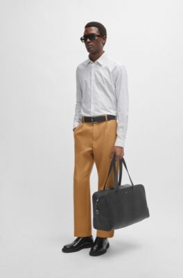 Regular-fit shirt in printed Oxford cotton, White