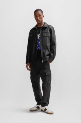 Camiseta de punto de algod&oacute;n con estampado inspirado en la m&uacute;sica, Negro