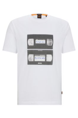 Shop Hugo Boss Cotton-jersey T-shirt With Music-inspired Print In White