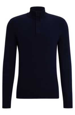 BOSS - Regular-fit sweater with zip neckline