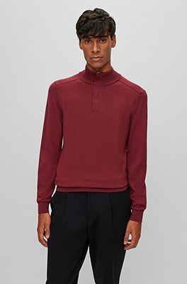 BOSS - Regular-fit sweater with zip neckline