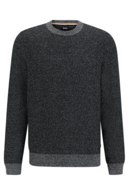 BOSS - Regular-fit sweater with herringbone structure and ribbed cuffs