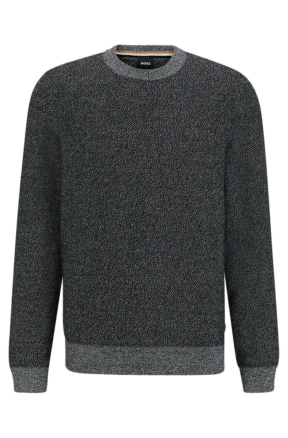 BOSS - Regular-fit sweater with herringbone structure and ribbed cuffs