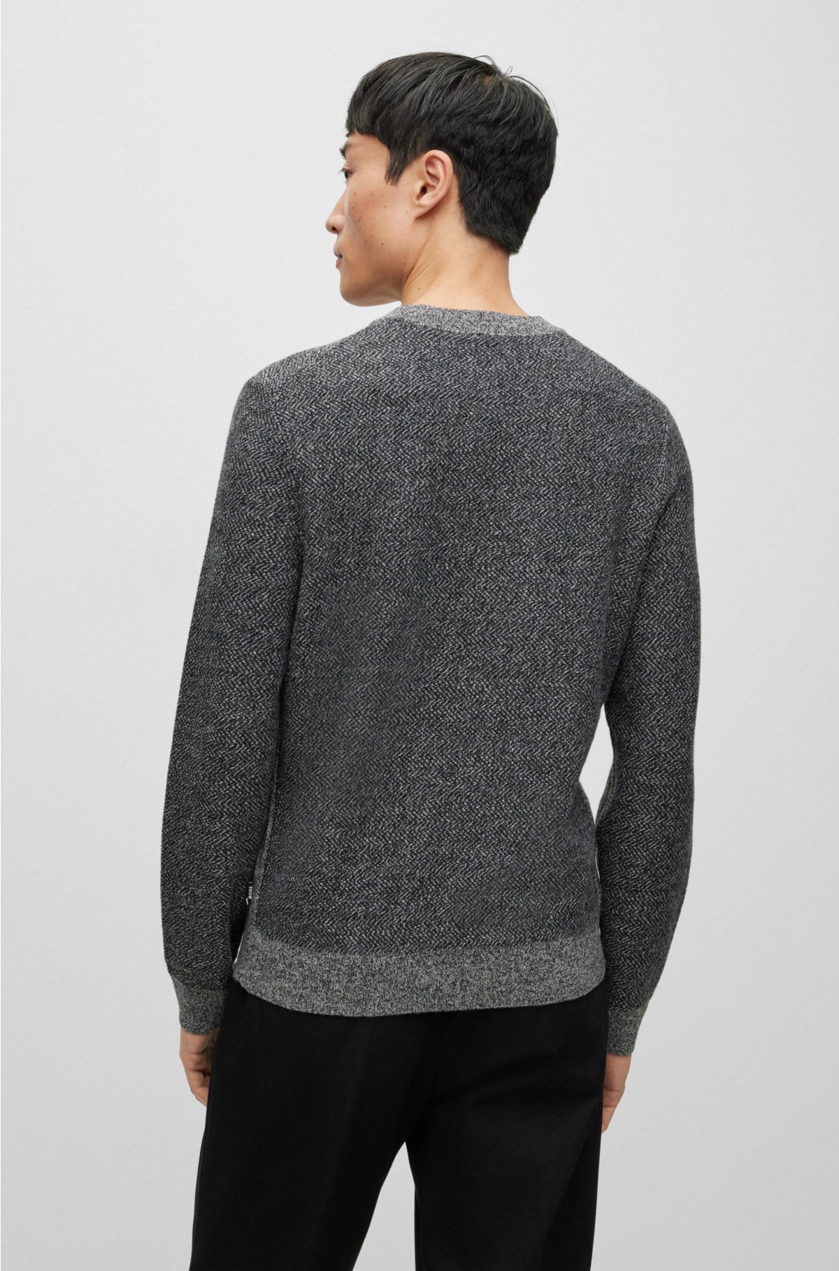Heathered Herringbone - Polyester Cotton Sweater Knit