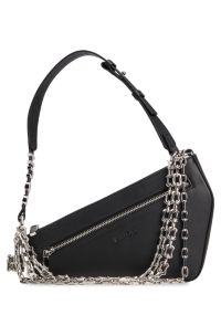 HUGO x Bella Poarch asymmetric faux-leather shoulder bag, Black