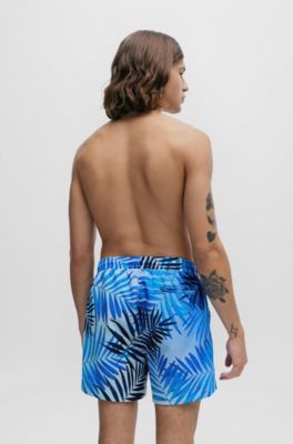 Ba&ntilde;ador tipo shorts de secado r&aacute;pido con estampado integral, Azul