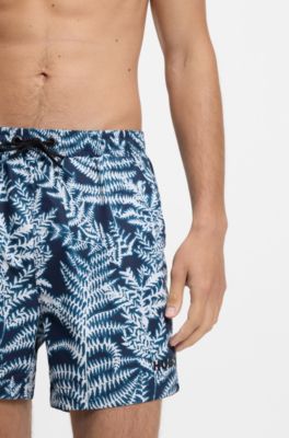 Ba&ntilde;ador tipo shorts de secado r&aacute;pido con estampado integral, Celeste
