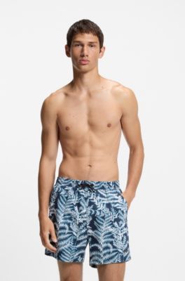 Ba&ntilde;ador tipo shorts de secado r&aacute;pido con estampado integral, Celeste